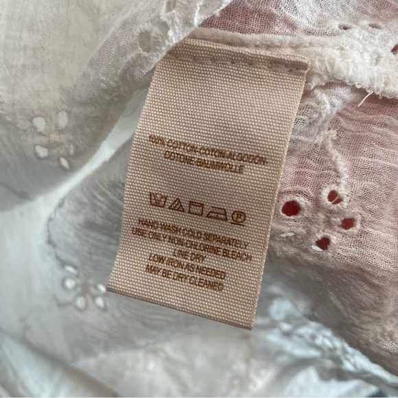 FREE PEOPLE Letters To Juliet Eyelet Top White Puff Sleeve Tie Back Boho Medium - Picture 7 of 8